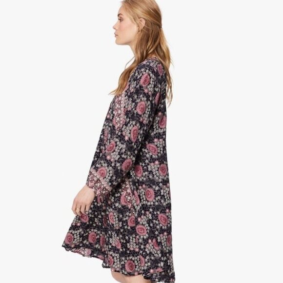 💕NATALIE MARTIN💕 Fiore Short Dress ~ Vintage Flowers Black Purple Medium - Picture 3 of 12